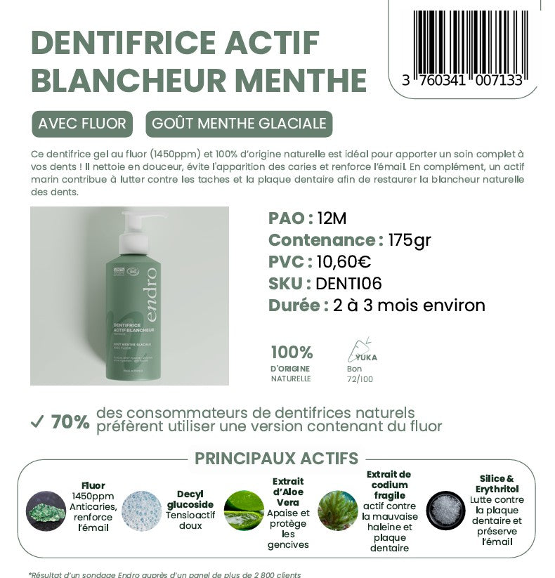 Dentifrice Actif Blancheur - Goût Menthe Glaciale - 2